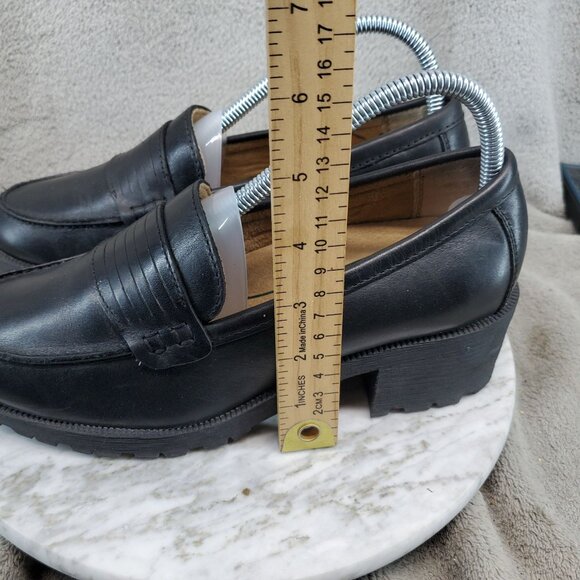 Eastland Shoes Womens Size 8.5 Black Leather Newbury Chunky Loafers - Picture 4 of 10
